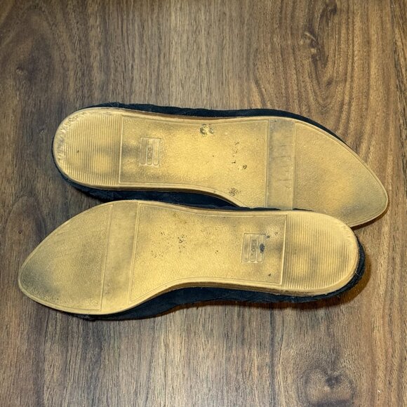 Toms Women's Size 6.5 Black Suede Slip-On Shoes with Heel Detail Casual Flats - Picture 5 of 5